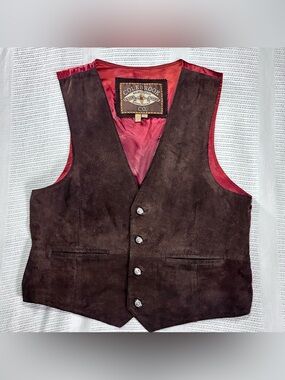 Vintage Colebrook & Co. Dark Brown Suede Leather Vest Men’s XL